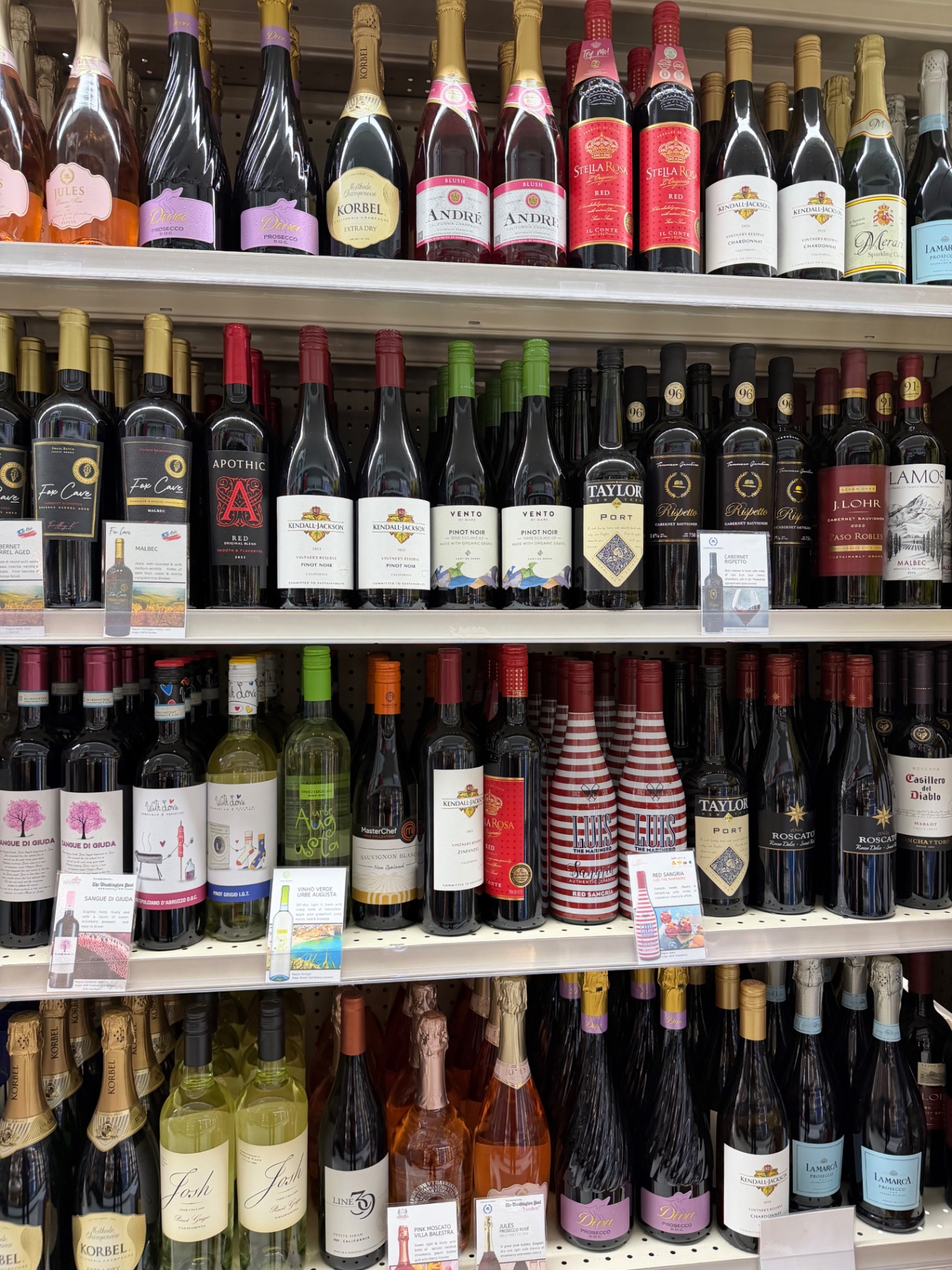 Wine selection from around the world